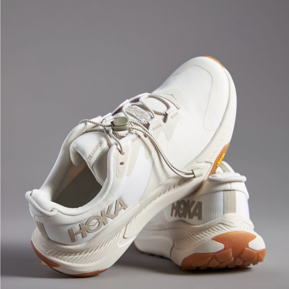 HOKA White and Tan Athletic Shoes